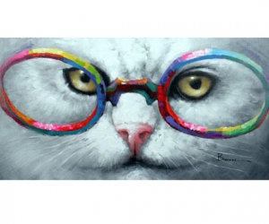 Obraz kočka s brýlemi